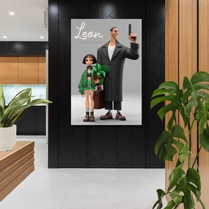 SML Tablo Leon The Professıonal Filmi Sevginin Gücü Leon ve Mathilda Karikatürize Kanvas Tablo