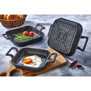 3'lü Siyah Kare Döküm Sahan Set 18-20-22 cm