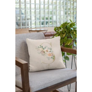 43 x 43 cm Bej Ş Harfli Kırlent Kılıfı Tay Tüyü Döşemelik Premium Kumaş Dekoratif Çift Taraflı KRL552