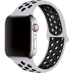 Apsuwa Apple Watch Nike+ 4 44MM Uyumlu Kordon Rex Antialerjik Spor Saat Kordonu 44/DISK02--GRI-SIYAH