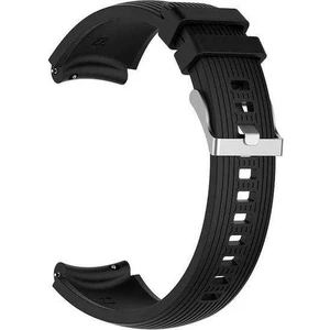  Apsuwa Samsung Galaxy Gear S3 46MM Uyumlu Kordon Çizgili Silikon Saat Kordonu 22/K18--SIYAH