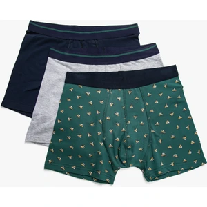 3'lü Boxer Pamuklu Desenli