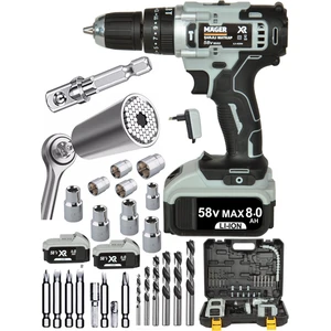 Max-Xr 58 V 8 Ah Şarjlı Vidalama Akülü Matkap Gator Grip 3'lü Soket
