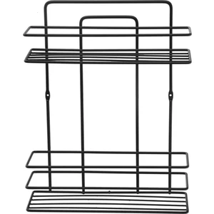 Olgun Home 2 Katlı Şampuanlık Düz Banyo Köşeliği Köşelik Banyo Rafı Paslanmaz Siyah