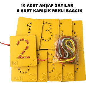 Trendy Toys Eğitici Ahşap Sayılar Ip Geçirme Oyunu