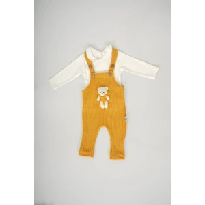 Miniko Kids Unisex Ayıcıklı Uzun Kol Badilili Salopet Tulum