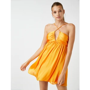 Pencere Detaylı Mini Elbise