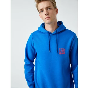Yazılı Kapşonlu Sweatshirt Şardonlu