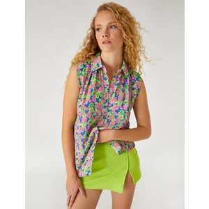 Çiçekli Kolsuz Gömlek