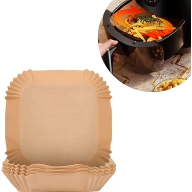 Buffer Buffer®  100 Adet Air Fryer Pişirme Kağıdı Tek Kullanımlık Hava Fritöz Yağ Geçirmez Yapışmaz
