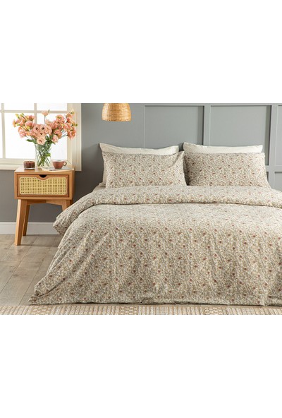 English Home Pure Poppy Kolay Ütülenir Çift Kişilik Nevresim Seti 200 x 220 cm Bej