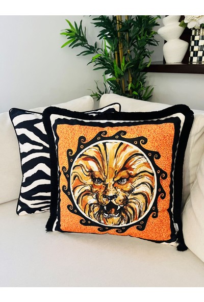 Ge Living Dekoratif Aslan Desenli Kırlent Kılıfı - Heritage Serisi 50 x 50