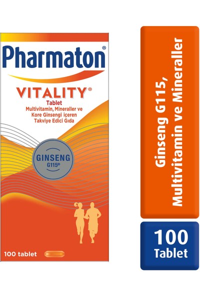 Pharmaton Vitality 100 Tablet - Ginseng G115, Multivitamin ve Mineraller