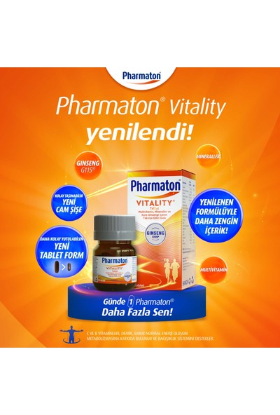 Pharmaton Vitality 100 Tablet - Ginseng G115, Multivitamin ve Mineraller