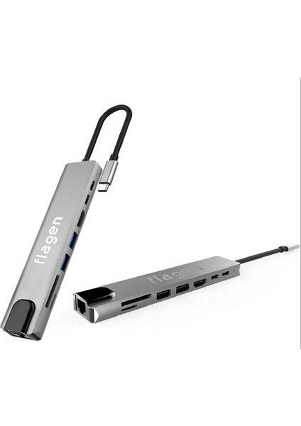 Apple Macbook Air M2 Type-C Çoğaltıcı 8 In 1 Ethernet Sd USB HDMI