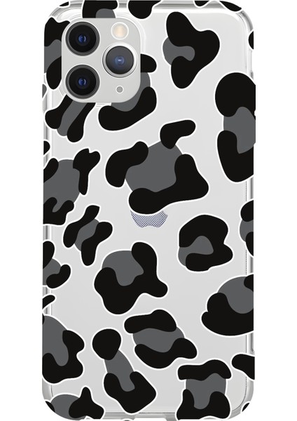 Siyah Kamuflaj Baskılı Şeffaf Iphone 11 Pro Max Silikon Telefon Kılıfı