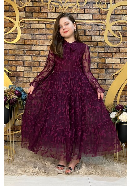 Mürdüm Dantelli Çocuk Abiye ABY4463 modelleri