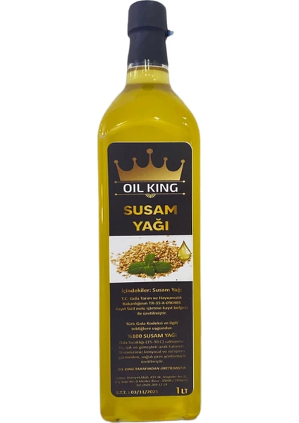 Oil King Soğuk Sıkım Saf Susam Yağı 1 lt