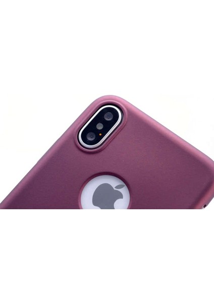 Apple iPhone Xs Kılıf Premier Esnek Lüx Silikon+Nano Glass Pembe