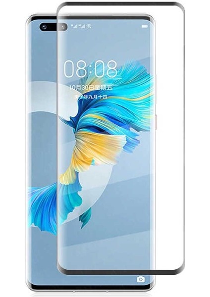  Apsuwa Huawei  Mate 40 Pro Kılıf Premier Silikon+Full Ekran Koruyucu Nano Siyah