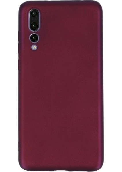 Huawei P20 Pro Kılıf Premier Silikon Arka Kapak+Nano Glass Mürdüm