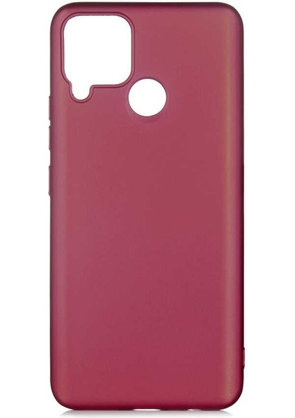Realme C15 Kılıf Premier Silikon Esnek Koruma+Nano Glass Mürdüm
