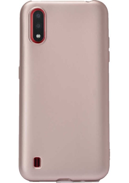 Samsung Galaxy A01 Kılıf Premier Silikon Koruma+Nano Glass Bronz