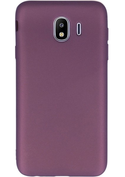 Samsung Galaxy J4 Kılıf Premier Silikon+Nano Glass Koruyucu Mürdüm