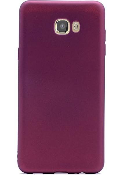 Samsung Galaxy C5 Pro Kılıf Premier Silikon+Nano Glass Koruyucu Mürdüm