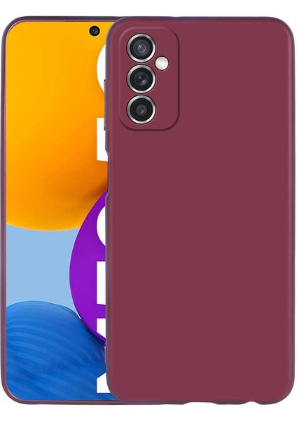 Samsung Galaxy M52 Kılıf Mat Kamera Korumalı Soft Premier Silikon+Nano Glass Mürdüm