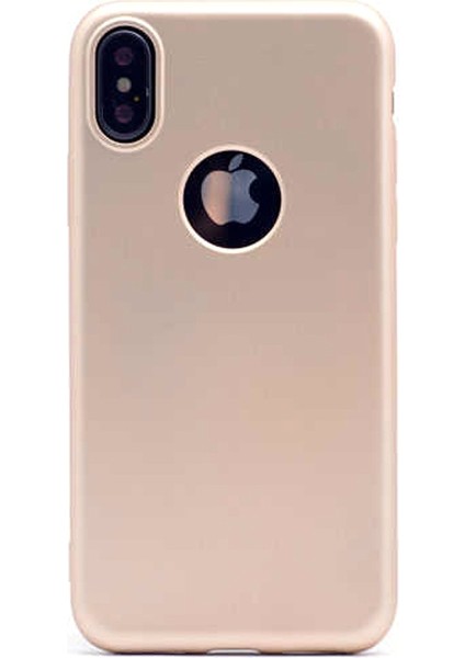 Apple iPhone Xs Kılıf Premier Esnek Lüx Silikon+Nano Glass Gold