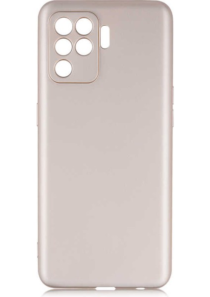 Oppo Reno 5 Lite Kılıf Mat Soft Kamera Koruma Premier Silikon Gold