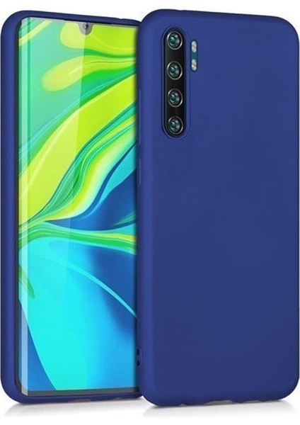 Xiaomi Mi Note 10 Lite Kılıf Premier Silikon + Full Fiber Nano Lacivert