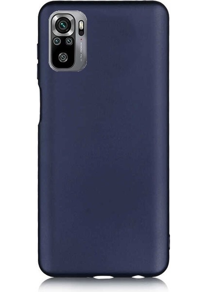 Xiaomi Redmi Note 10 Kılıf Mat Soft Premier Silikon+Nano Glass Lacivert