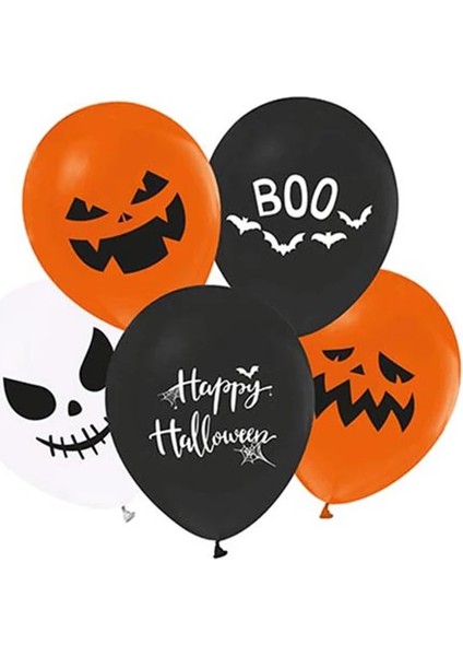 Halloween Balkabağı Baskılı Balon 10 Lu