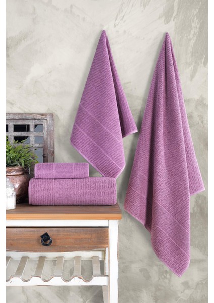 Royal 50 x 90 - 70 x 140 cm 4'lü Banyo Havlu Seti, %100 Pamuklu Havlu Takımı