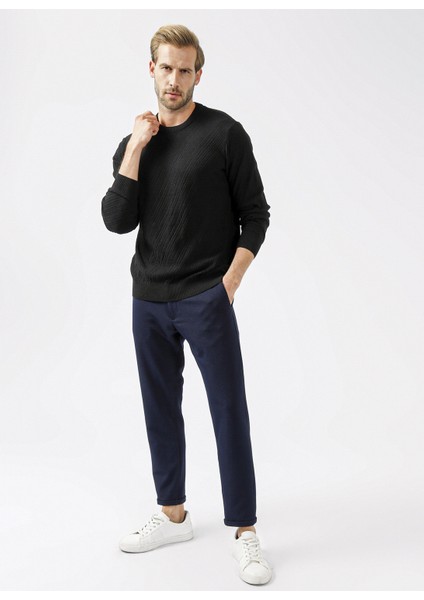 O Yaka Armürlü Siyah Erkek Kazak TR2013700255 fiyatları