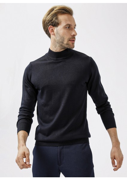 Yarım Balıkçı Yaka Düz Lacivert Erkek Kazak TR2013700251