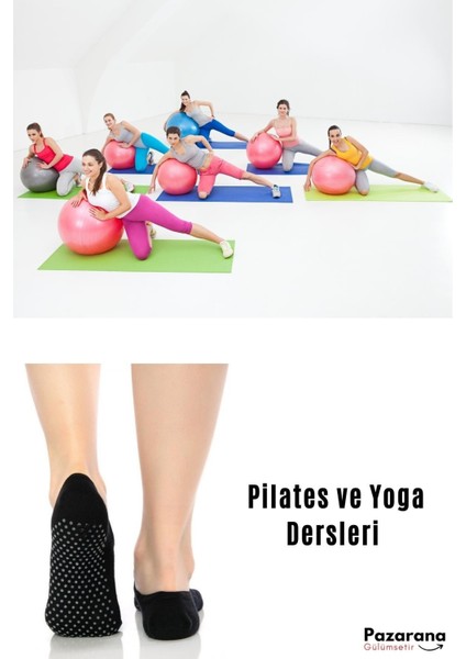 4' Lü Paket Kaydırmaz Dans Pilates ve Yoga Çorabı Kadın Çorabı Babet Pilates Çorabı