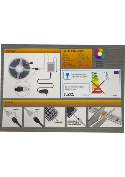 CT-4557 5m 96 Renk Rgb Şerit LED Seti