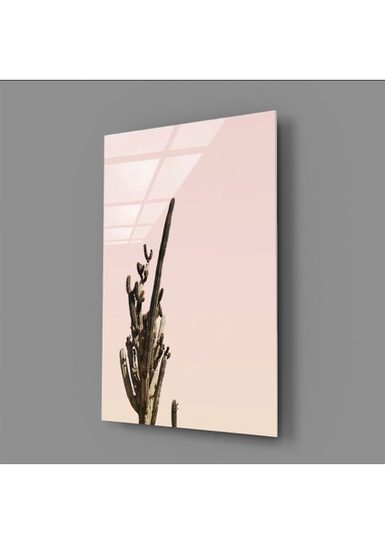 Çöl Kaktüsü Minimal Cam Tablo