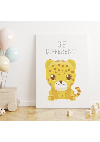 Yavru Leopar ve Be Different Çocuk Odası Kanvas Tablo
