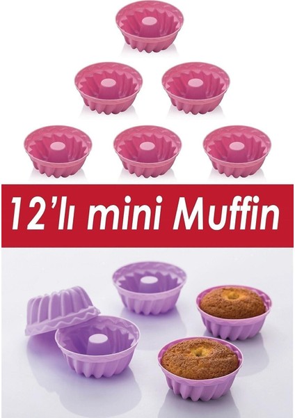 12'li Silikon Mini Kek Kalıbı Muffin Kek Kalıbı