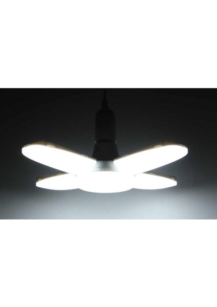 Beyaz Mini Pervane Katlanabilir LED Ampul E27 2000 Lümen 24W
