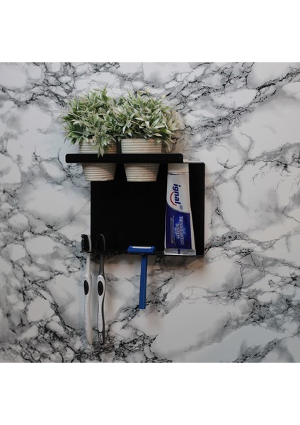 Siyah Metal Büyük Çok Fonksiyonlu Diş Fırçalığı, Diş Fırçalık Standı