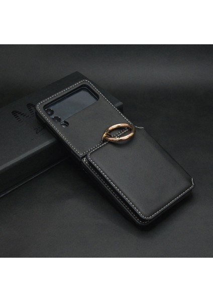 Samsung Galaxy Z Flip 4 Kart Cüzdan Parmak Yüzük Pu Deri Tam Koruma Cep Telefonu Kılıfı Kapağı (Yurt Dışından) fırsatları