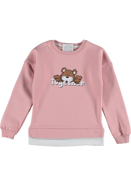Kız Çocuk Çift Taraf Ayıcık Desenli Sweatshirt