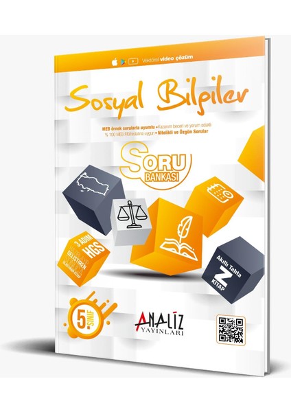 Analiz Yayınları 5.Sınıf Sosyal Bilgiler Soru Bankası 3 Adım  HGS