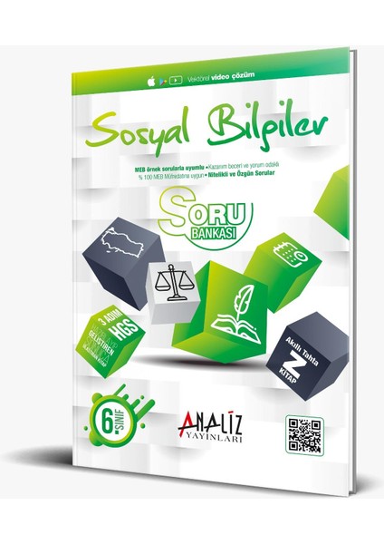 Analiz Yayınları 6.Sınıf Sosyal Bilgiler Soru Bankası 3Adım  HGS