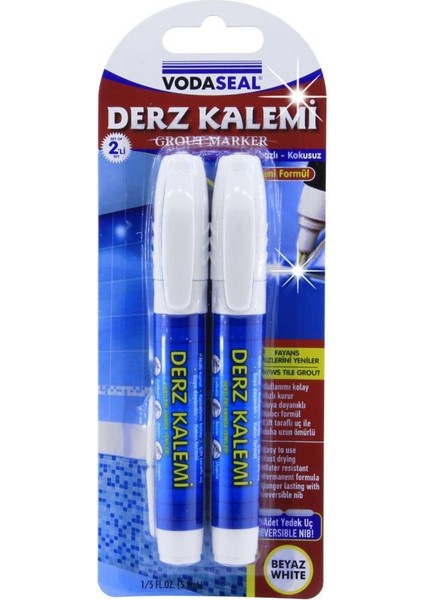 Derz Kalemi 4'lü Paket Beyaz Su Bazlı Kokusuz Fayans Derz Yenileme Yedek Uçlu